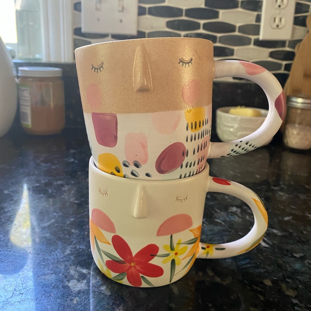 Anthropologie face mugs